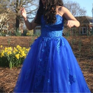 royal blue quince dress ( hoop skirt not included to make dress puffy)